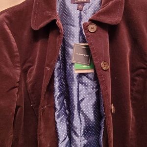 Women’s Velvet Blazer.  Waist length, Peter Pan collar, button front.